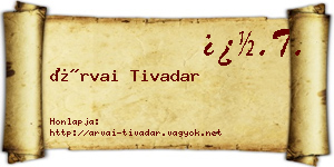 Árvai Tivadar névjegykártya
