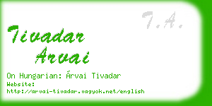 tivadar arvai business card